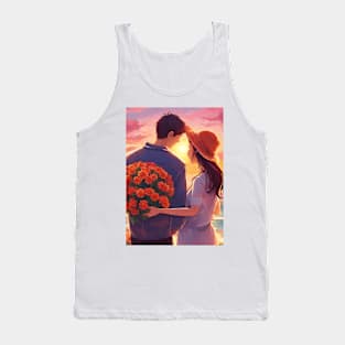 Romantic couple beach sunrise Tank Top